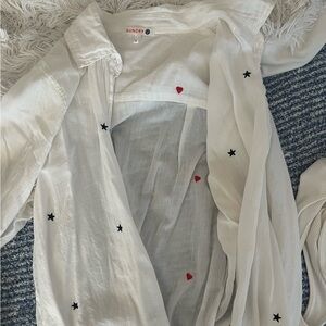 SUNDRY Hearts + Stars Oversized Button Down Shirt